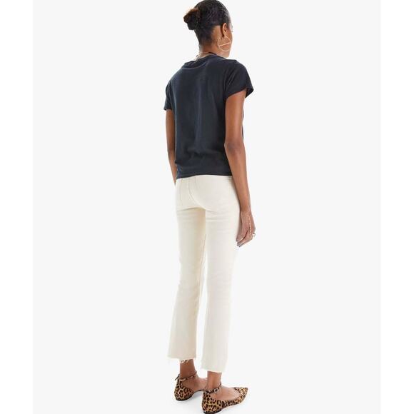 Mother The Insider Crop Step Fray Size 26 Chalk Cream Jeans Lightweight Neutral - Picture 3 of 16